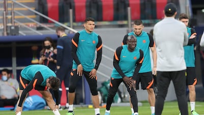 From second left: Chelsea's Thiago Silva, N'Golo Kante and Mateo Kovacic. EPA