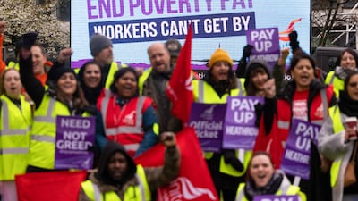 A previous strike at Heathrow. There has been a long-running dispute over pay involving members of Unite. Bloomberg