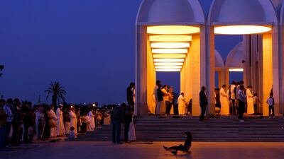 People pray outside Hasan Anani mosque in Jiddah, Saudi Arabia. AP Photo