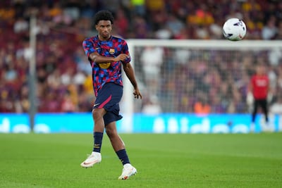 Alejandro Balde of Barcelona during the warm-up before the game against Athletic Club. Getty Images