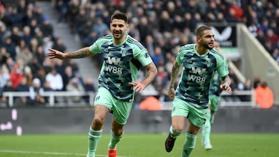 Fulham's Aleksandar Mitrovic of celebrates after scoring a penalty, which was later disallowed. Getty