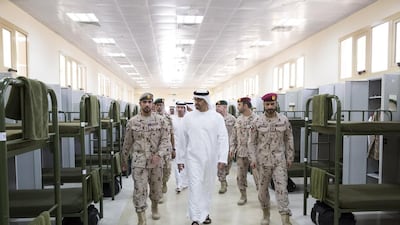 Sheikh Mohammed bin Zayed, Crown Prince of Abu Dhabi and Deputy Supreme Commander of the Armed Forces, inspects a dormitory. Ryan Carter / Crown Prince Court - Abu Dhabi