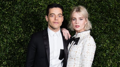 Rami Malek and Lucy Boynton attend the Charles Finch & Chanel pre-BAFTAs dinner at Loulou's, London on February 9. Getty Images
