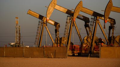 An oilfield in Texas. Oil prices jumped more than 5 per cent on Monday as traders feared the Israel-Gaza war would escalate into a broader conflict. AP