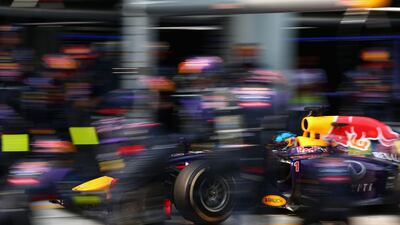 Sebastian Vettel of Germany and Infiniti Red Bull Racing makes a pitstop during the Formula One Malaysian Grand Prix at the Sepang Circuit on Sunday in Kuala Lumpur. Paul Gilham / Getty Images / March 30, 2014