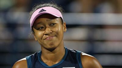 Naomi Osaka, the world No 1, lost to Kristina Mladenovic at the Dubai Duty Free Tennis Championships on Tuesday night. Kamran Jebreili / AP Photo