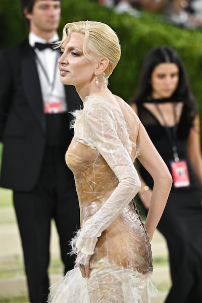 Swiss jewellery designer Sabine Getty wore Saudi label Ashi Studio. Getty Images