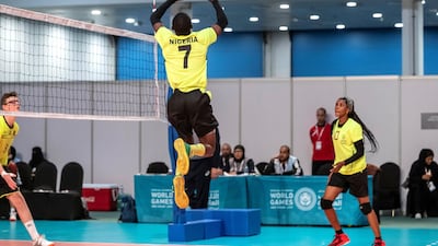 Nigeria vs Germany volleyball match.