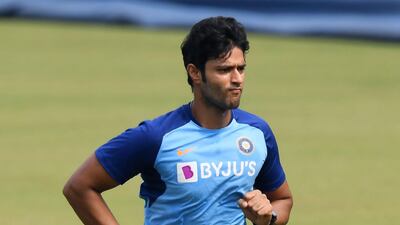 All-rounder Shivam Dube during a training session at the Barabati Stadium in Cuttack. AFP