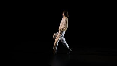 A model displays an autumn/ainter design by Juana Martin on February 15, 2014, during Madrid’s Fashion Week, in Madrid, Spain. Andres Kudacki / AP photo