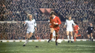 Liverpool winger Steve Heighway and Borussia Monchengladbach defender Berti Vogts playing in the 1977 European Cup Final at the Stadio Olimpico, Rome, in 1977. Liverpool won the match 3-1. Getty