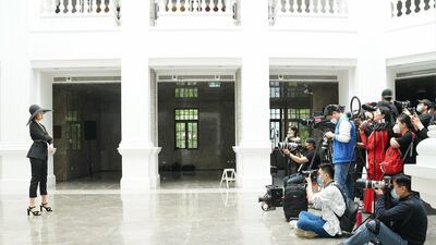 A small group pf photographers was on hand to capture the looks at the PJ+ show. Photo by Lintao Zhang/Getty Images