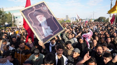 Pro-Tehran protesters march in Basra, after the killing of Iran's supreme leader Ayatollah Ali Khamenei. Reuters
