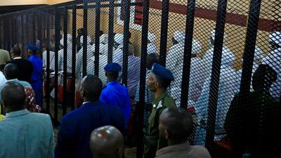 A partial view shows the trial of Sudan's ousted president Omar al-Bashir along with 27 co-accused at the Khartoum courthouse in the Sudanese capital. AFP
