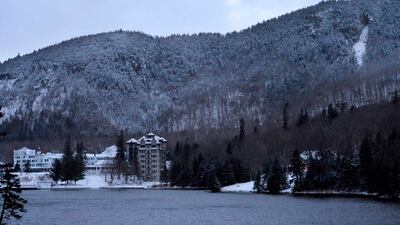 The historic Balsams resort next to the Hale House, where midnight voting takes place as part of the first ballots cast in the US Presidential Election, in Dixville Notch. AFP