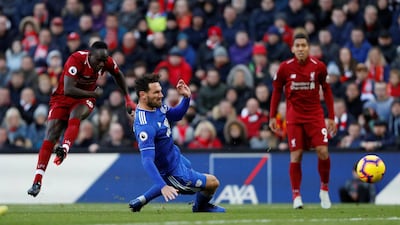 Liverpool's Sadio Mane scores their second goal. Reuters