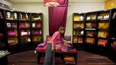 Silk pillowcases at the Artisans Angkor showroom in Siem Reap. Brent Lewin/Bloomberg