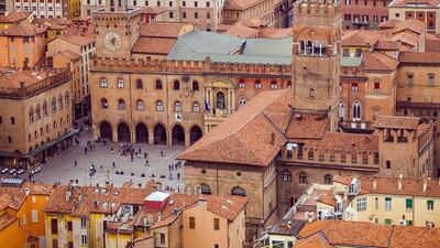 Piazza Maggiore, Bologna. Emirates is to start daily flights to the city in November. Courtesy of Emirates Airline
