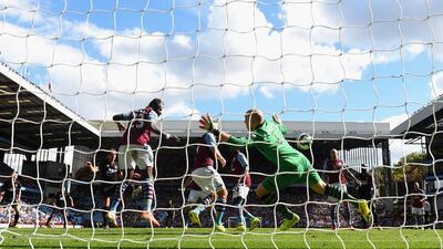 Aston Villa goalkeeper Brad Guzan is beaten for the first Hull goal during their Premier League match on Sunday. Stu Forster / Getty Images