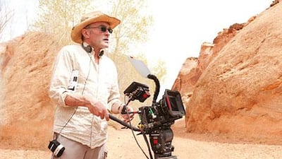 On location: the director Danny Boyle in Bluejohn Canyon, Utah. Chuck Zlotnick / Fox Searchlight