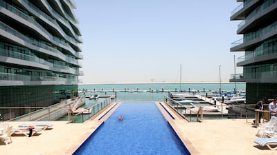 Al Raha Beach apartments: Highest average rent - Dh205,000 for 3 bedrooms in 2010 and 2015. Lowest rent - Dh83,000 for 1 bedroom in 2019. All data sourced from Asteco. Fatima Al Marzooqi / The National
