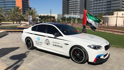 A BMW M5 with Year of Zayed decals. Adam Workman / The National