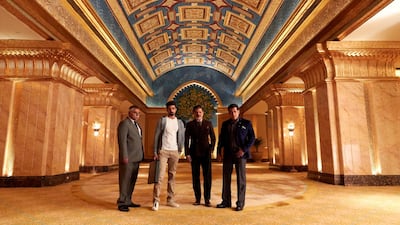 Sharat Saxena, Saqib Saleem, Anil Kapoor and Salman Khan on location at Emirates Palace for ‘Race 3’. Courtesy twofour54