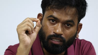 Abhijeet Dipke, founder of India's Cockroach Janata Party, speaks at a press conference in New Delhi. Reuters