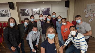 The crew making last-minute preparations for the simulation of a mission to Mars. Photo: Mohammed bin Rashid Space Centre