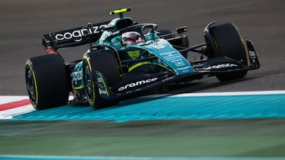 Sebastian Vettel driving the Aston Martin AMR22 during the F1 Grand Prix of Abu Dhabi in 2022