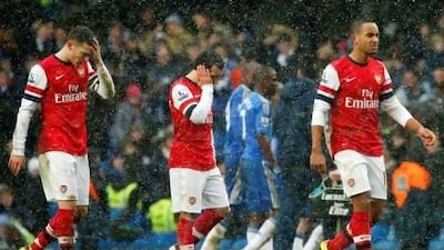 Arsenal players did not seem to have the belief that they could come away with a draw at Stamford Bridge on Sunday. Eddie Keogh / Reuters