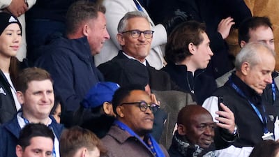 Gary Lineker looks on from the stands during the Premier League match between Leicester City and Chelsea in Leicester. Getty Images