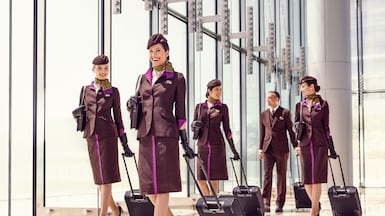 Etihad cabin crew. The airline increased its network from 94 to 110 destinations in 2025. Photo: Etihad