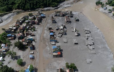 An aerial view of damaged homes in the Nuwakot district of Nepal. EPA