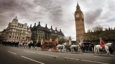 Queen Elizabeth arrives for the State Opening of Parliament in 2005. Getty Images