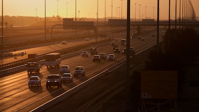 Evening traffic flows smoothly on the E11 motorway from Dubai to Abu Dhabi. Silvia Razgova / The National