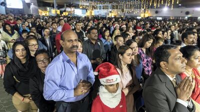 Thousands of Christians attend midnight mass at St Mary’s in Dubai, the largest church in the Gulf