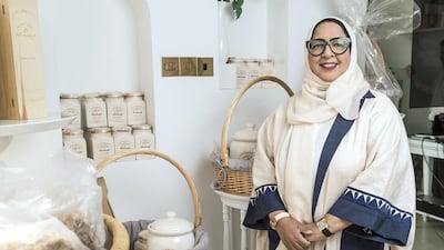 Nazek Al Sabbagh’s passion for preserving Emirati traditions was translated in 2010 into a boutique shop on Jumeirah Beach Road called Malleh Gourmet , which she set up with her sister Zohra. Antonie Robertson / The National