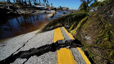 The destroyed bridge leading to Pine Island after Hurricane Ian. AP