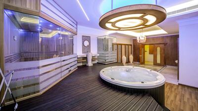 The wellness area in the basement. Courtesy LuxuryProperty.com