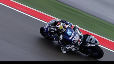 Yamaha Factory Racing's Jorge Lorenzo of Spain rides during the Moto Grand Prix third free practice session of the Aragon Grand Prix at Motorland racetrack in Alcaniz. Jose Jordan / AFP