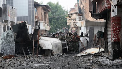 Security forces close River Street during ongoing anti-government protests in Baghdad. AP Photo