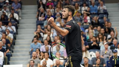 Juan Ignacio Londero of Argentina celebrates a point against Novak Djokovic. EPA