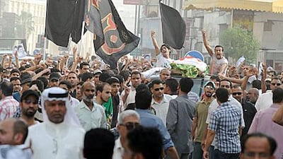 Bahrainis take to the streets in Manama after a protester died this week from rubber bullet injuries suffered earlier.