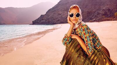RETRO WONDER: Cardigan, Dh3,725, M Missoni; Skirt, Dh5,600, Gucci; Scarf, Dh1,720, Hermes; Shoes, Dh2,690, Christian Louboutin; Sunglasses, Dh1,650, The Row at Boutique 1