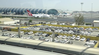 A view of Dubai International from Dubai metro.