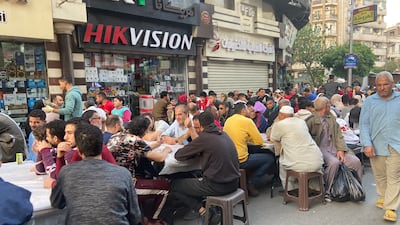 A busy Ramadan charity banquet on Bab El Louq street in Cairo. All photos: Nada El Sawy