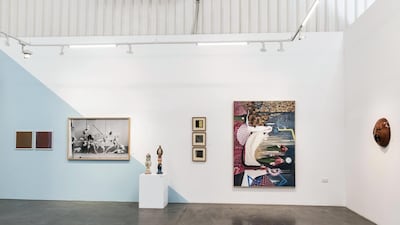 A wide view of The Work Every Day exhibition at Lawrie Shabibi gallery in Al Serkal Avenue, Al Quoz.