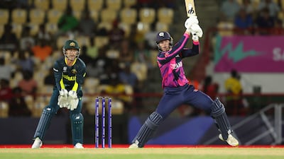 Scotland batsman Brandon McMullen plays a shot during the T20 World Cup match against Australia. Getty Images