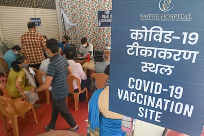 People register to get a dose of the Covishield, AstraZeneca-Oxford's Covid-19 coronavirus vaccine in Mumbai, India on April 12. AFP